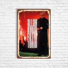 Trend Poster Fatih Terim Retro Ahşap Poster