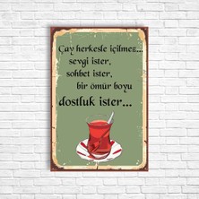 Trend Poster Çay Retro Ahşap Poster