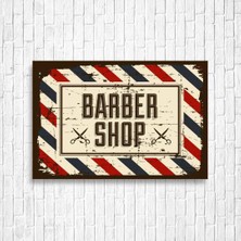 Trend Poster Barber Shop Erkek Kuaförü Retro Ahşap Poster