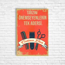 Trend Poster Erkek Kuaförü Retro Ahşap Poster
