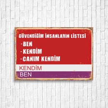 Trend Poster Güvendiğim Insanlar Listesi Tabela Retro Ahşap Poster