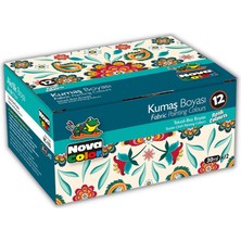 Nova Color Kumaş Boyası 12 Renk 30 ml Tişört Çanta Tekstil Boyası 12 Li 30 ml 1 Paket