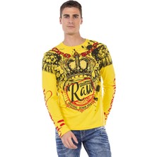 Cipo & Baxx CL451 Taşlı Baskılı Sarı Sweatshirt