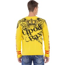 Cipo & Baxx CL451 Taşlı Baskılı Sarı Sweatshirt