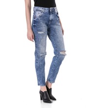 WD447 Mom Jeans Buz Mavisi