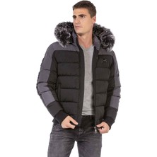 CM182 Kürklü Siyah Kışlık Mont