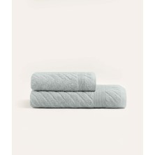 Koza Home Likya Jakarlı Bordür Gri 2'li Havlu Seti Balık Sırtı 1032A