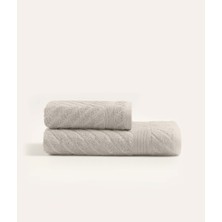 Koza Home Likya Jakarlı Bordür Vizon 2'li Havlu Seti Balık Sırtı 1031A