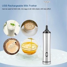 Süt Frother, El Paslanmaz Çelik Elektrikli Köpük Makinesi USB Şarj Edilebilir Frother Çırpma Dökme Kahve, Latte, Cappuccino | Sütlüler