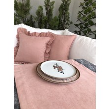 Kadife Dokulu Dertsiz Pudra Pembe Kısa Runner