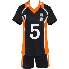 Janae Haikyuu Shouyou Hinata Karasuno Jersey Cosplay Kostüm - Siyah (Yurt Dışından)