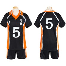 Janae Haikyuu Shouyou Hinata Karasuno Jersey Cosplay Kostüm - Siyah (Yurt Dışından)