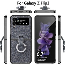 Zunhai Samsung Galaxy Z Flip3 Için Yüzük Toka Elmas 5g Pembe Renk Kılıf ( Yurt Dışından)