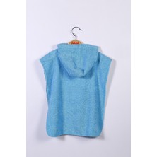 Zeyland Unisex Çocuk Mavi Kapüşonlu Panço Plaj Havlusu (1-5yaş)