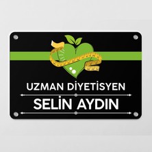 Ofistike Diyetisyene Özel Siyah Kapı Tabela Büro Ofis Mini Giriş Tabelası