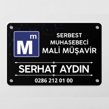 Ofistike Mali Müşavir Muhasebeci Siyah Kapı Tabelası Büro Ofis Mini Tabela