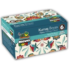 Nova Color Kumaş Boyası 6 Ana Renk 30 ml Tişört Çanta Tekstil Boyası 30 ml 1 Paket