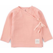 Little Gusto Kruvaze Yaka Müslin Bebek Ceketi Pembe Organik Pamuk