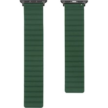 Case 4U Apple Watch Seri 7/6/SE/5/4 Mıknatıslı Parçalı Çizgili Kordon Kayış 38mm 40mm 41mm KRD-52 Yeşil