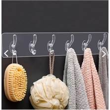 Neler Geldi Neler 6'lı Yapışkanlı Şeffaf Duvar Askısı Banyo Mutfak Düzenleyici Askı Pratik Kanca Askılık