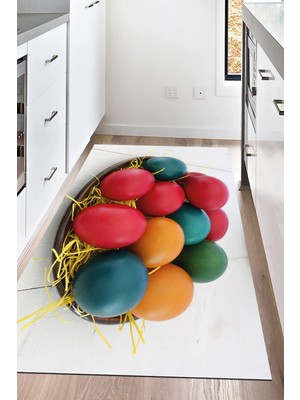 Napoli Home Dijital Baskılı Kaymaz Taban Yıkanabilir Renkli Yumurtalar Mutfak Halısı Nhm-Sd-93