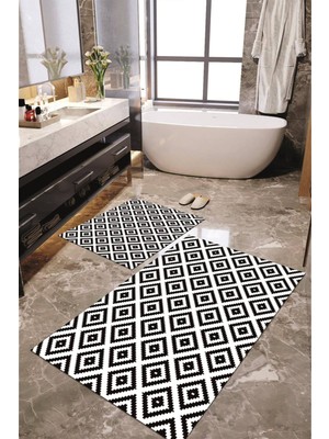 Napoli Home Dijital Baskılı Kaymaz Taban Yıkanabilir 2'li Banyo Paspası Halı Takımı NH-KLZT-HS-179