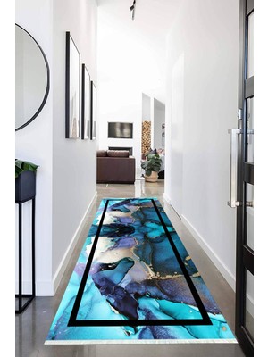 Napoli Home Dijital Baskılı Kaymaz Taban Yıkanabilir Modern Desenli Koridor Halısı Yolluk NHU-HS-281