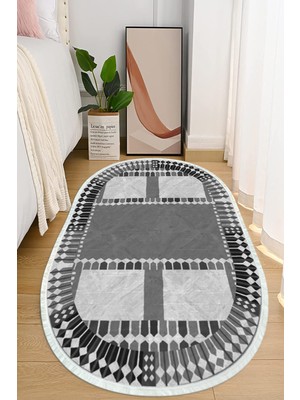 Napoli Home Dijital Baskılı Kaymaz Taban Yıkanabilir Oval Salon  Halısı Mutfak Halısı ve Yolluk NHO-HT-939