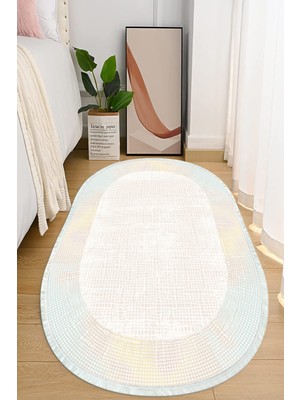Napoli Home Dijital Baskılı Kaymaz Taban Yıkanabilir Oval Salon  Halısı Mutfak Halısı ve Yolluk Nho-Ht-33
