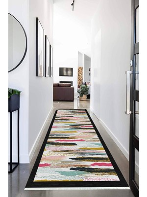 Napoli Home Dijital Baskılı Kaymaz Taban Yıkanabilir Modern Desenli Koridor Halısı Yolluk NHU-HS-233