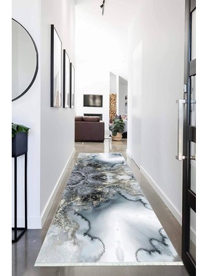 Napoli Home Dijital Baskılı Kaymaz Taban Yıkanabilir Mermer Desenli Koridor Halısı Yolluk NHU-HT-310