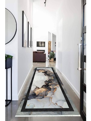 Napoli Home Dijital Baskılı Kaymaz Taban Yıkanabilir Modern Desenli Koridor Halısı Yolluk NHU-HS-239