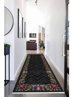 Napoli Home Dijital Baskılı Kaymaz Taban Yıkanabilir Çiçek Desenli Koridor Halısı Yolluk NHU-SD-237