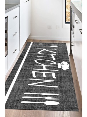 Napoli Home Dijital Baskılı Kaymaz Taban Yıkanabilir Kitchen Yazılı Mutfak Halısı NHM-SD-298