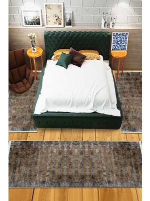 Napoli Home Dijital Baskılı Kaymaz Taban Yıkanabilir Modern Desenli 3'lü Yatak Odası Takım Halısı NHYO-SD-248