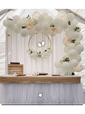 Bal10 Dünyası Konfetili Pastel Beyaz Balon Seti 70 Adet