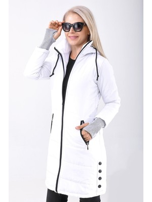 Barbora Kışlık Kapüşonlu Uzun Kadın Şişme Mont 805BYZ