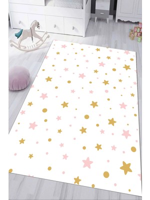 Napoli Home Dijital Baskılı Kaymaz Tabanlı Yıkanabilir Yıldızlı Çocuk Odası Halısı NHÇ-HP-590