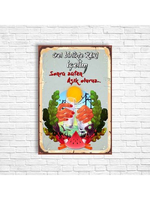 Trend Poster Alkol Rakı Retro Ahşap Poster