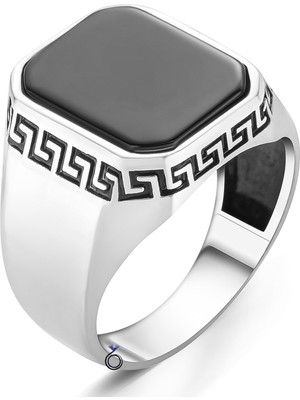 Modasilvers 925 Ayar Gümüş Hematit Taşlı Sade Erkek Yüzük