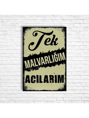 Trend Poster Tek Malvarlığım Acılarım Retro Ahşap Poster