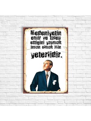 Trend Poster Atatürk Retro Ahşap Poster