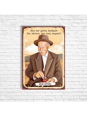 Trend Poster Aşık Veysel Retro Ahşap Poster