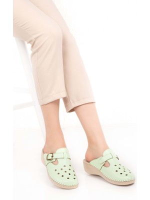 Gondol Ortopedik Deri Sabo Terlik   YPRK.510 - Su Yeşili - 36