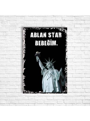 Trend Poster Ablan Star Bebeğim Retro Ahşap Poster
