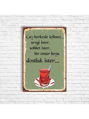 Trend Poster Çay Retro Ahşap Poster