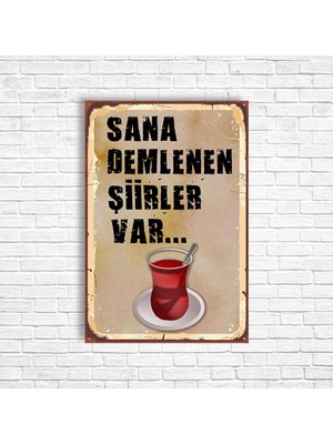 Trend Poster Çay Retro Ahşap Poster