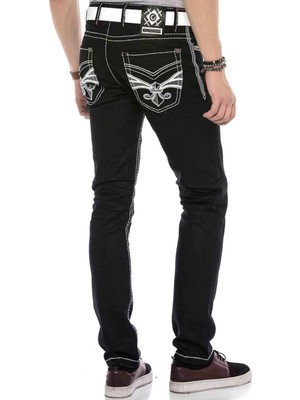 Cipo & Baxx CD553 Nakışlı Cep Detaylı Siyah Kot Pantolon