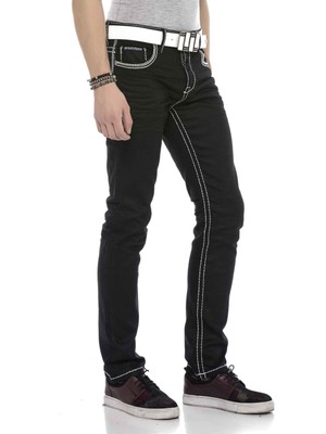Cipo & Baxx CD553 Nakışlı Cep Detaylı Siyah Kot Pantolon