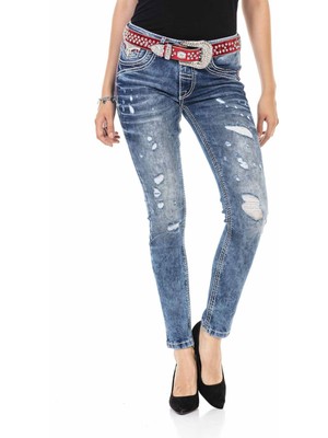 Cipo & Baxx WD442 Nakışlı Cep Yırtık Mavi Jeans
